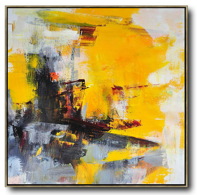 Extra Large Abstract Painting On Canvas,Oversized Palette Knife Painting Contemporary Art On Canvas,Original Abstract Painting Canvas Art,Black,Yellow,White,Red,Grey.etc